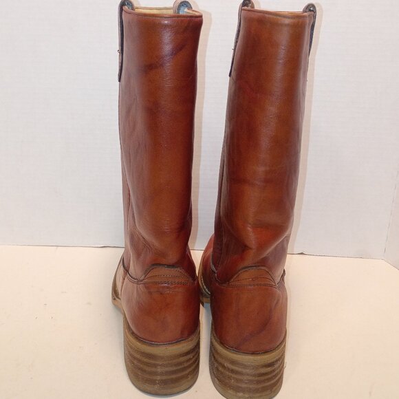 '80s DINGO 8.5M/10W Campus Moto Boots 7205 Square Toe Tan Leather *Almost-New - Picture 10 of 15